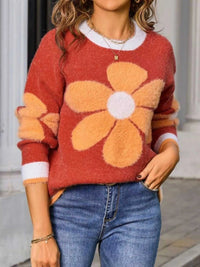 Flower Round Neck Sweater 100100121019310 51 Affordable Fashion Under $100 Jerry's Apparel 