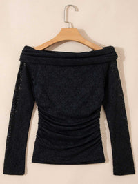Floral Lace Off-shoulder Long Sleeve Slim Top 100100836297043 34 Affordable Fashion Under $100 Jerry's Apparel 