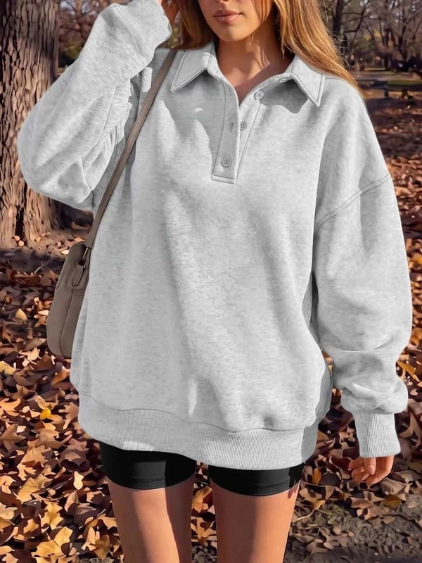 Button Detail Dropped Shoulder Sweatshirt 101001289322714 63 Affordable Fashion Under $100 Jerry's Apparel 
