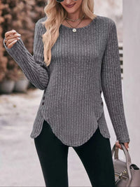 Ribbed Knit Long Sleeve T-Shirt 100100676091737 30 Affordable Fashion Under $100 Jerry's Apparel 