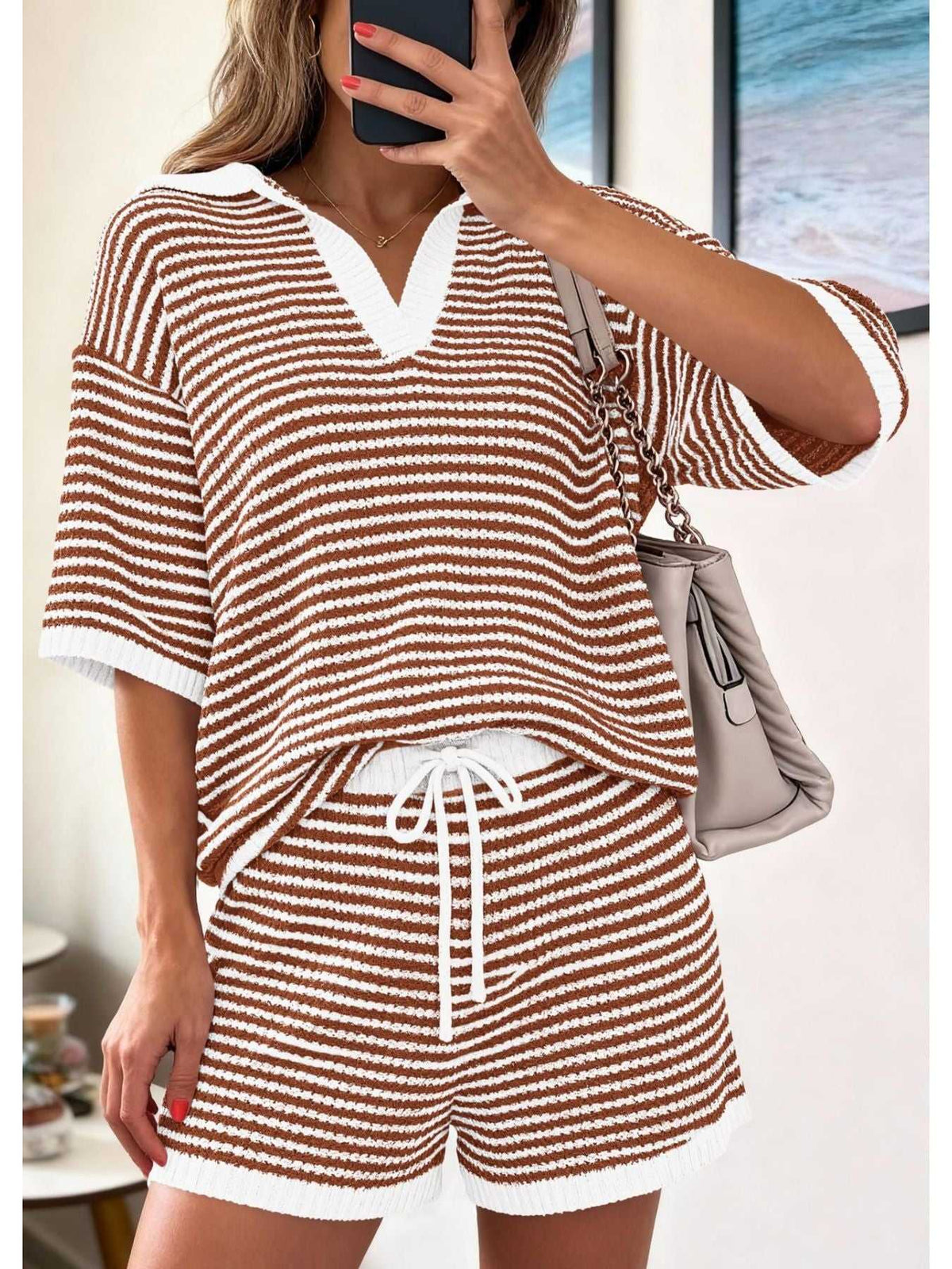 Striped Knit Polo Shirt & Shorts Set 100100978599533 65 Affordable Fashion Under $100 Jerry's Apparel 