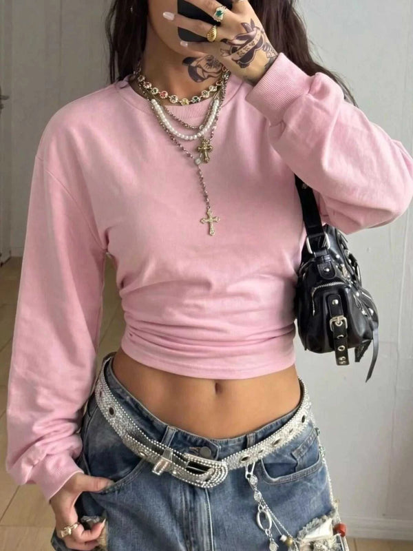 Long Sleeve Cropped T-Shirt 101001553147891 42 Affordable Fashion Under $100 Jerry's Apparel 