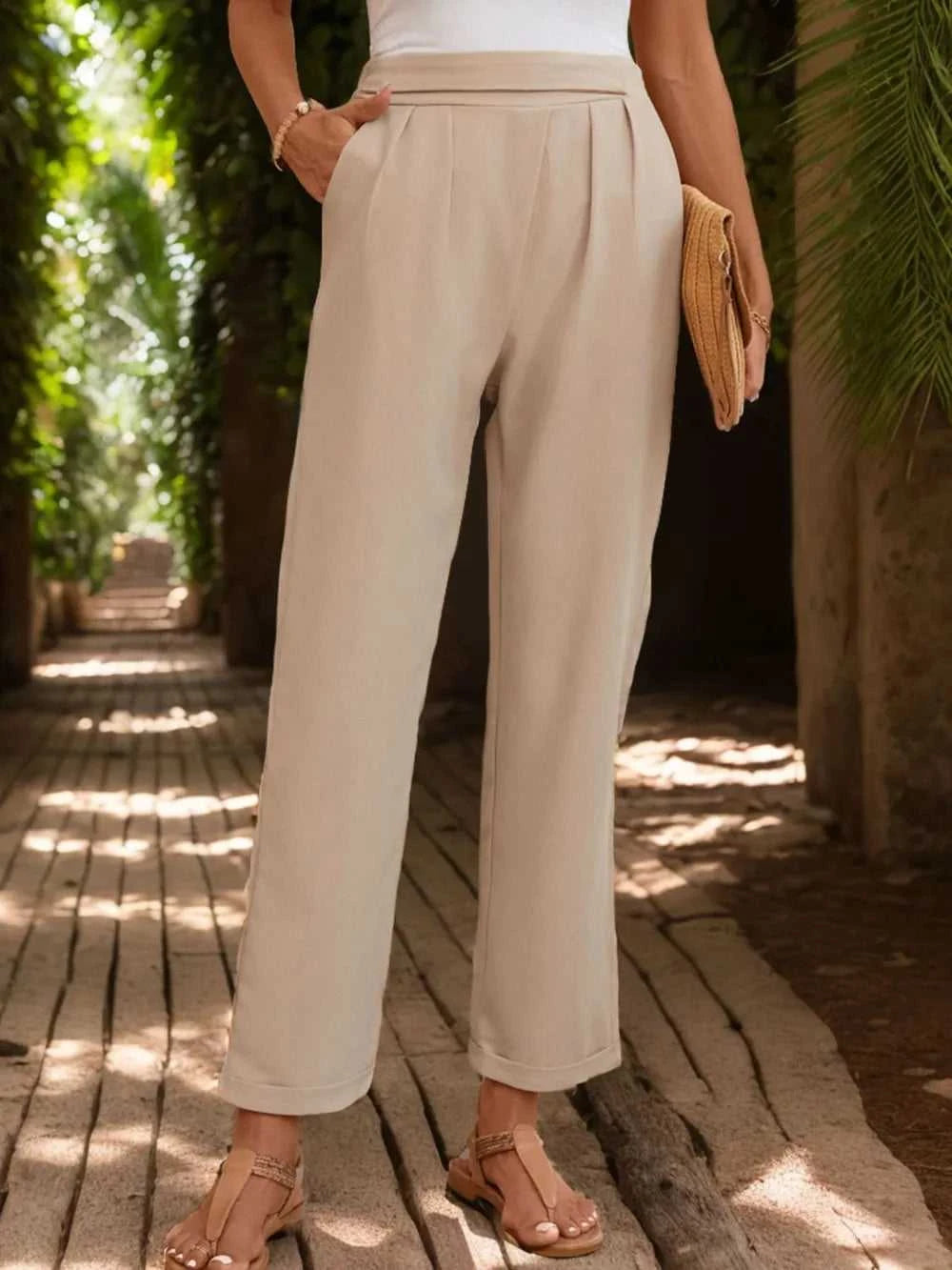 Perfee Ruched Half Elastic Waist Pants 100100547441852 27 Affordable Fashion Under $100 Jerry's Apparel 