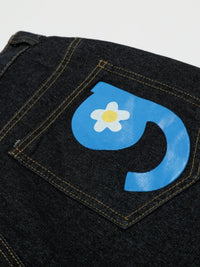 Men's Colorful Letter Graphic Bermuda Denim Shorts