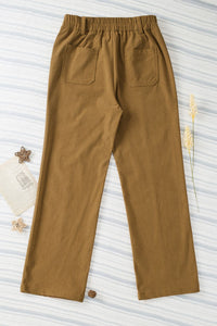 Half Elastic Waist Straight Pants