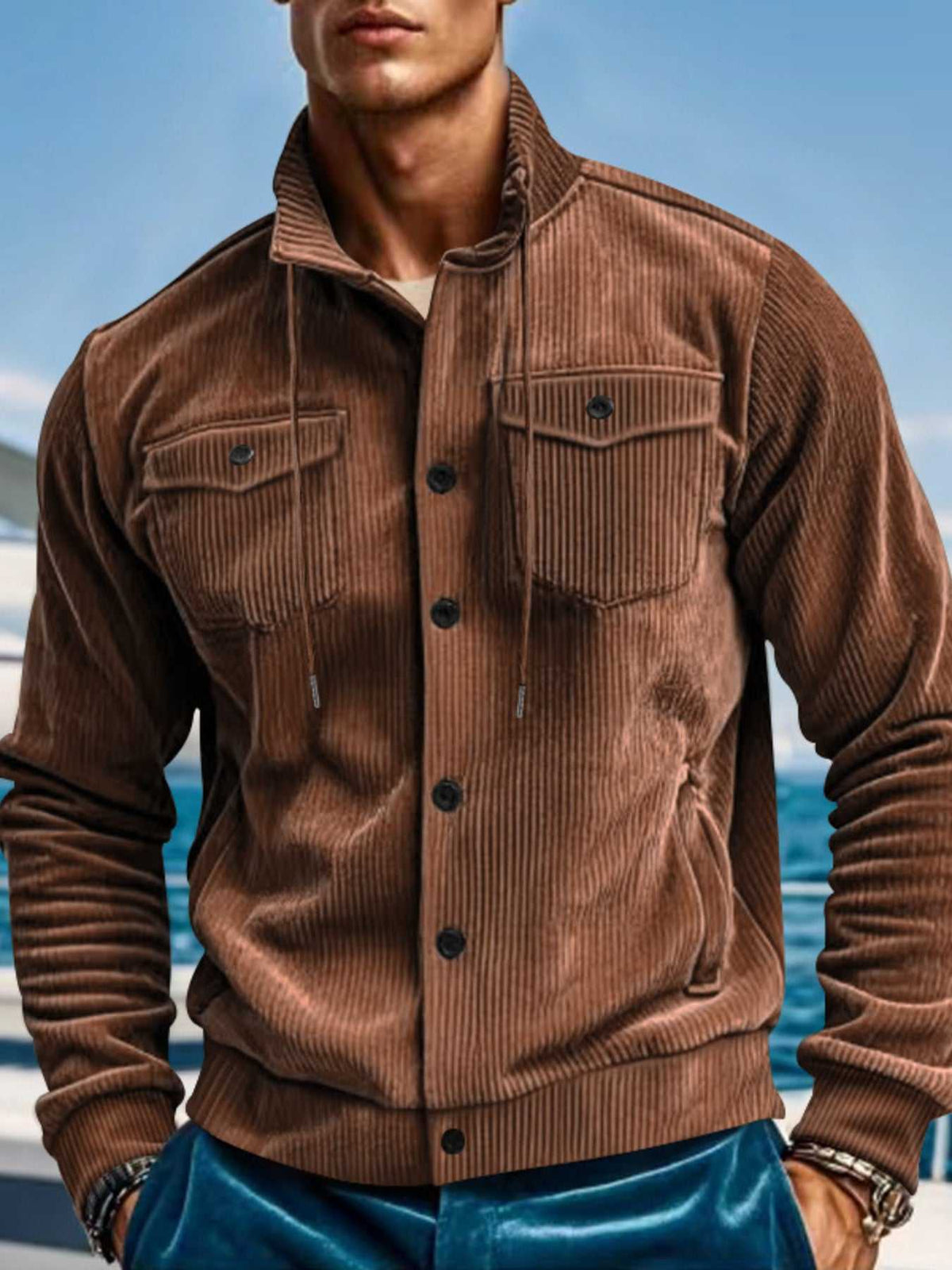 Men's Full Size Corduroy Button Up Casual Jacket Plus Size 100400073083215 54 Affordable Fashion Under $100 Jerry's Apparel 