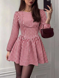 Backless Plaid Long Sleeve Dress 100100155316035 45 Gifts for Her Jerry's Apparel 