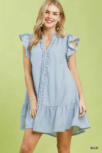 Umgee Ruffle Trim Stripe Flutter Sleeve Mini Dress 100100937771498 60 Affordable Fashion Under $100 Jerry's Apparel 