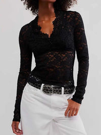 V-Neck Long Sleeve Lace Top 100100770175756 22 Affordable Fashion Under $100 Jerry's Apparel 