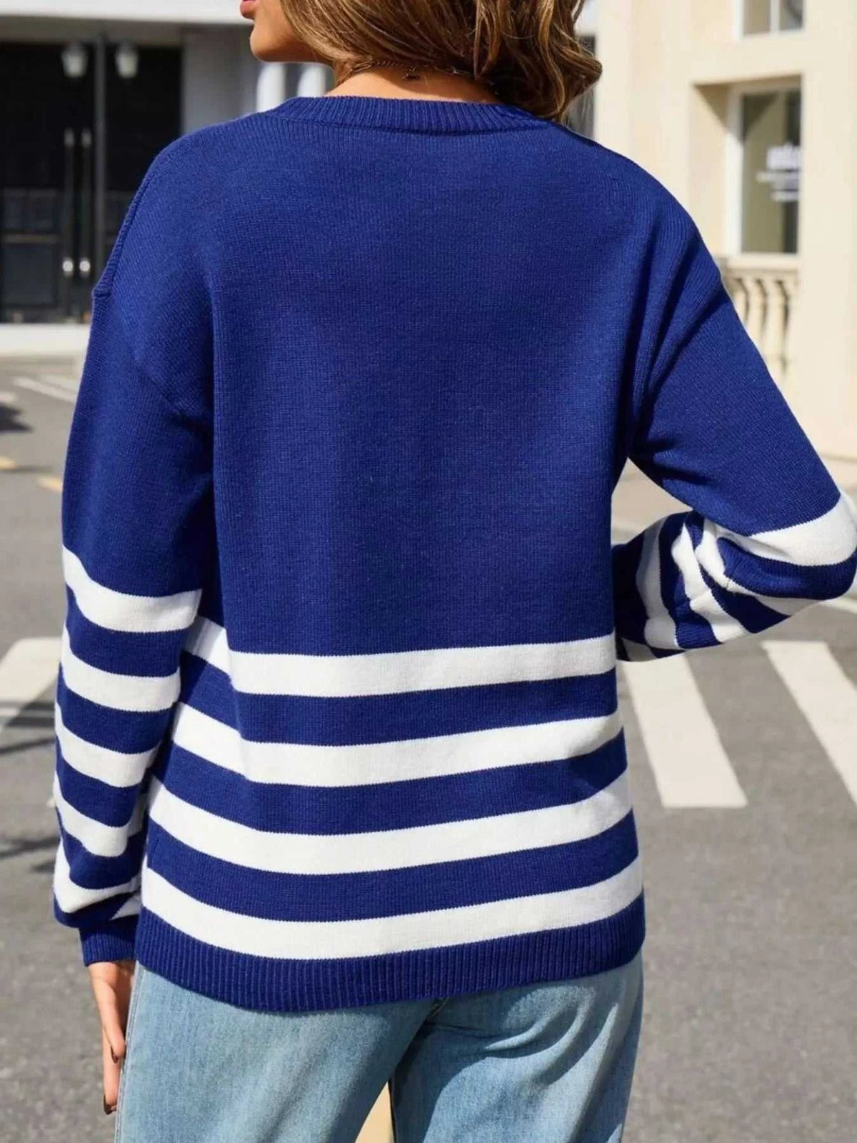 Striped Trim Crew Neck Sweater 100100716857023 49 Affordable Fashion Under $100 Jerry's Apparel 