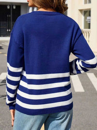 Striped Trim Crew Neck Sweater 100100716857023 49 Affordable Fashion Under $100 Jerry's Apparel 