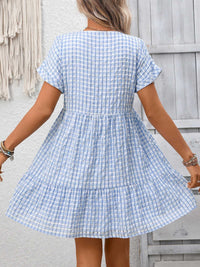 Plaid V-Neck Ruffle Hem Mini Dress 100100856082882 43 Affordable Fashion Under $100 Jerry's Apparel 