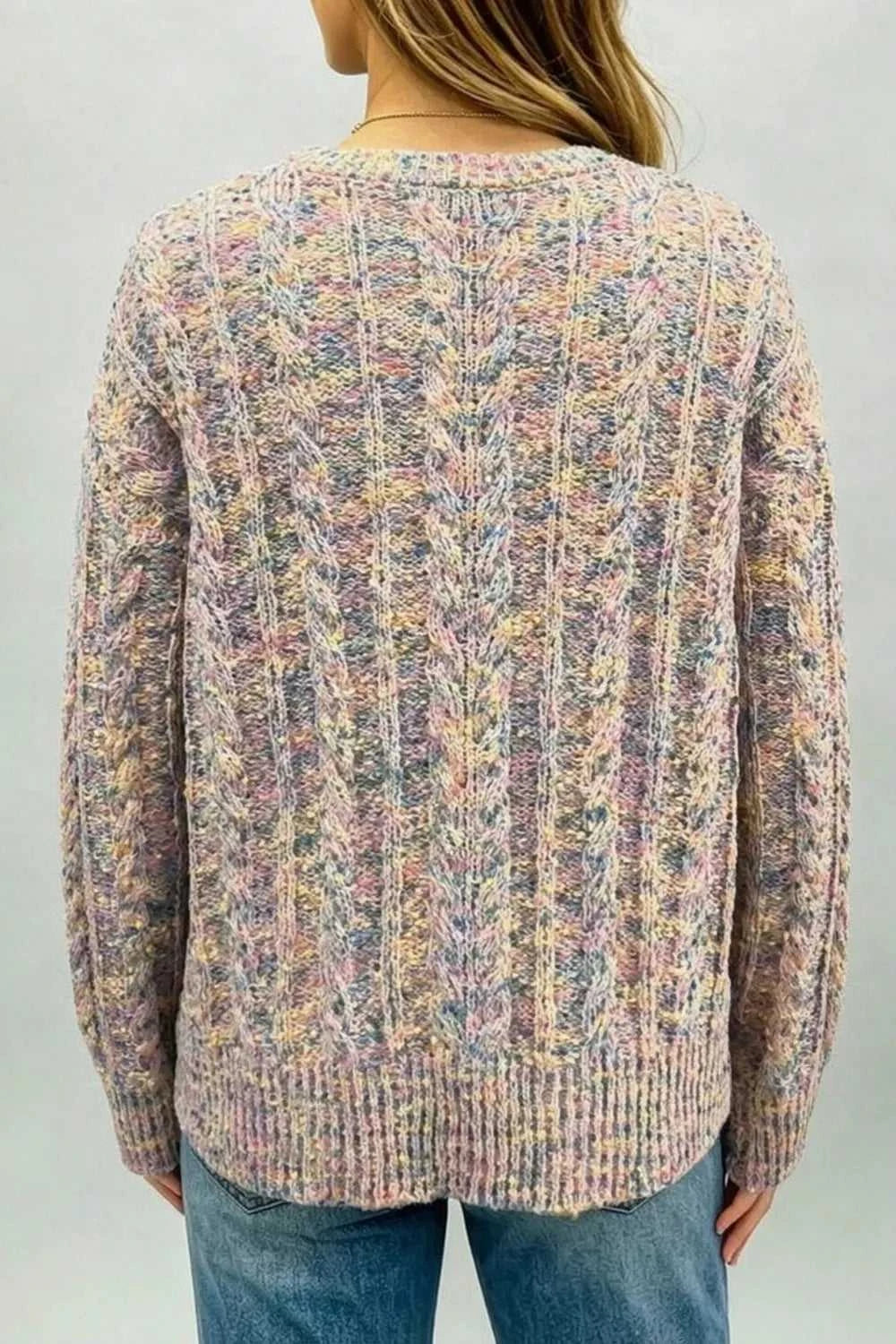 Multicolor Cable Knit Dropped Shoulder Sweater 101002963291180 58 Affordable Fashion Under $100 Jerry's Apparel 