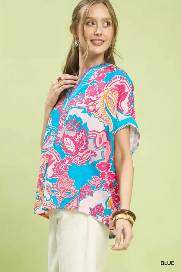Umgee Abstract Print Oversized Top 100100141541589 47 Affordable Fashion Under $100 Jerry's Apparel 