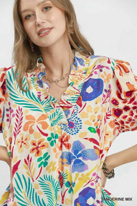 Umgee V-Neck Ruffle Trim Puff Sleeve Top 100100274951331 49 Affordable Fashion Under $100 Jerry's Apparel 