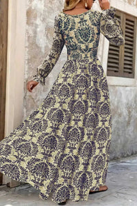 Printed V-Neck Long Sleeve Maxi Dress 100100718811429 44 Gifts for Her Jerry's Apparel 