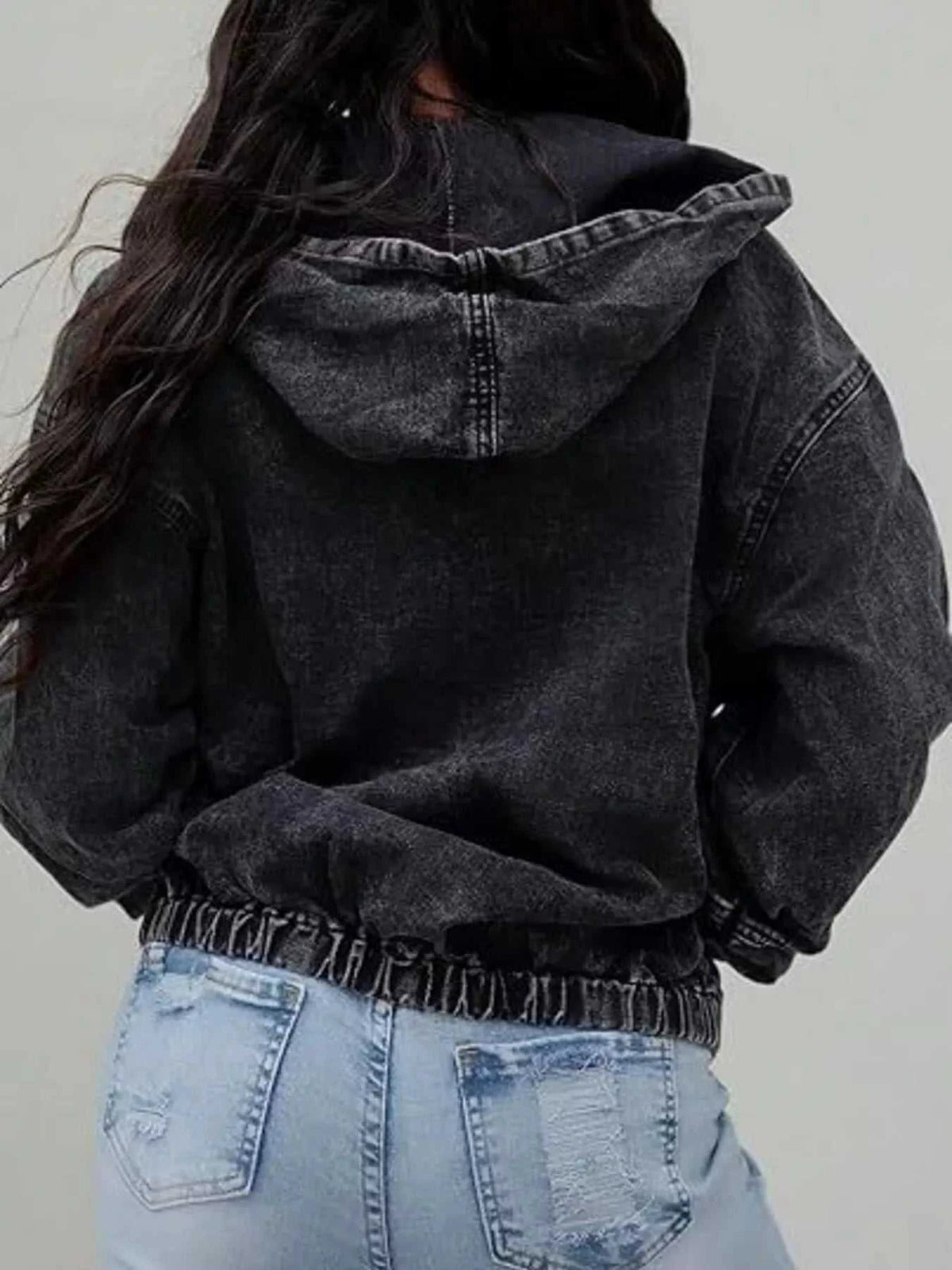 Vintage Washed Zip Up Hooded Denim Jacket 101003931573383 64 Affordable Fashion Under $100 Jerry's Apparel 