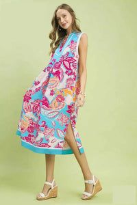 Umgee Floral Sleeveless Midi Dress with Side Pockets 100100511711109 57 Affordable Fashion Under $100 Jerry's Apparel 