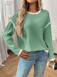 Ribbed Contrast Trim Long Sleeve Top 100100078754062 40 Affordable Fashion Under $100 Jerry's Apparel 