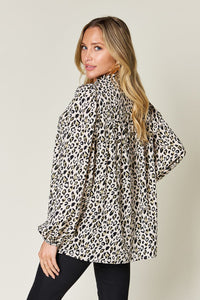 Full Size Leopard Long Sleeve Blouse