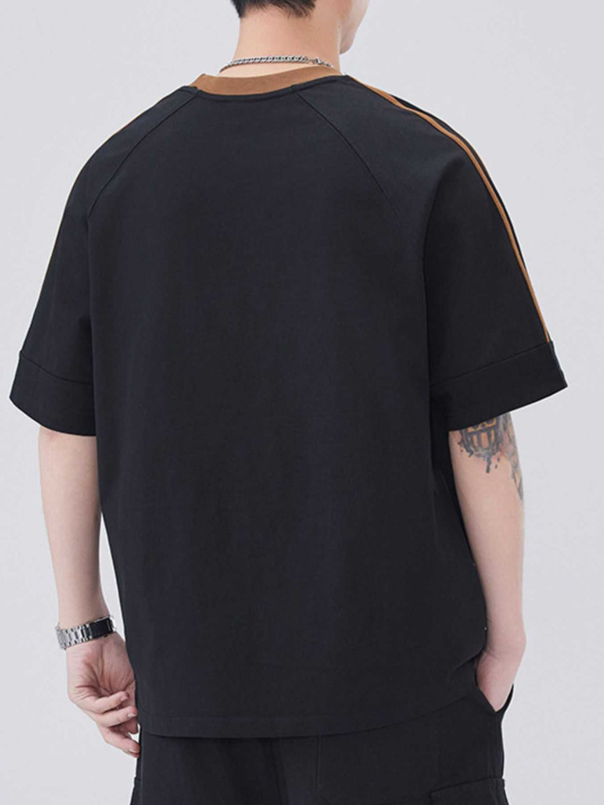 Men's Plus Size Striped Trim Casual T-Shirt 100400623701852 45 Affordable Fashion Under $100 Jerry's Apparel 