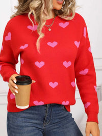 Valentine's Day Heart Pattern Dropped Shoulder Sweater 100100193932322 48 Affordable Fashion Under $100 Jerry's Apparel 