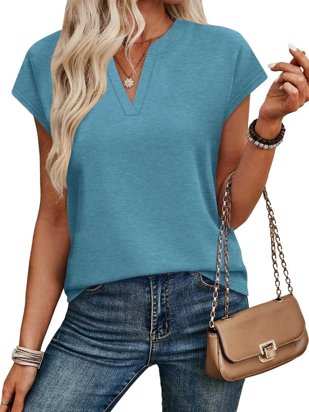 Notched Short Sleeve T-Shirt 100100058945563 25 Affordable Fashion Under $100 Jerry's Apparel 