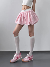 Plaid Elastic Waist Casual Shorts