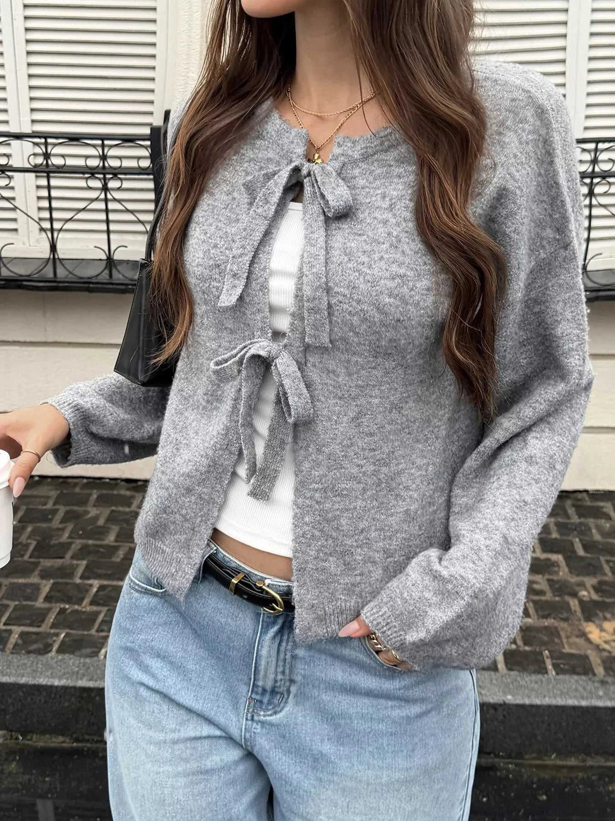 Tie Front Dropped Shoulder Cardigan 101002524795375 46 Affordable Fashion Under $100 Jerry's Apparel 