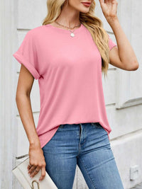 Casual Rolled Sleeve Solid Color T-Shirt 100100517201662 22 Affordable Fashion Under $100 Jerry's Apparel 