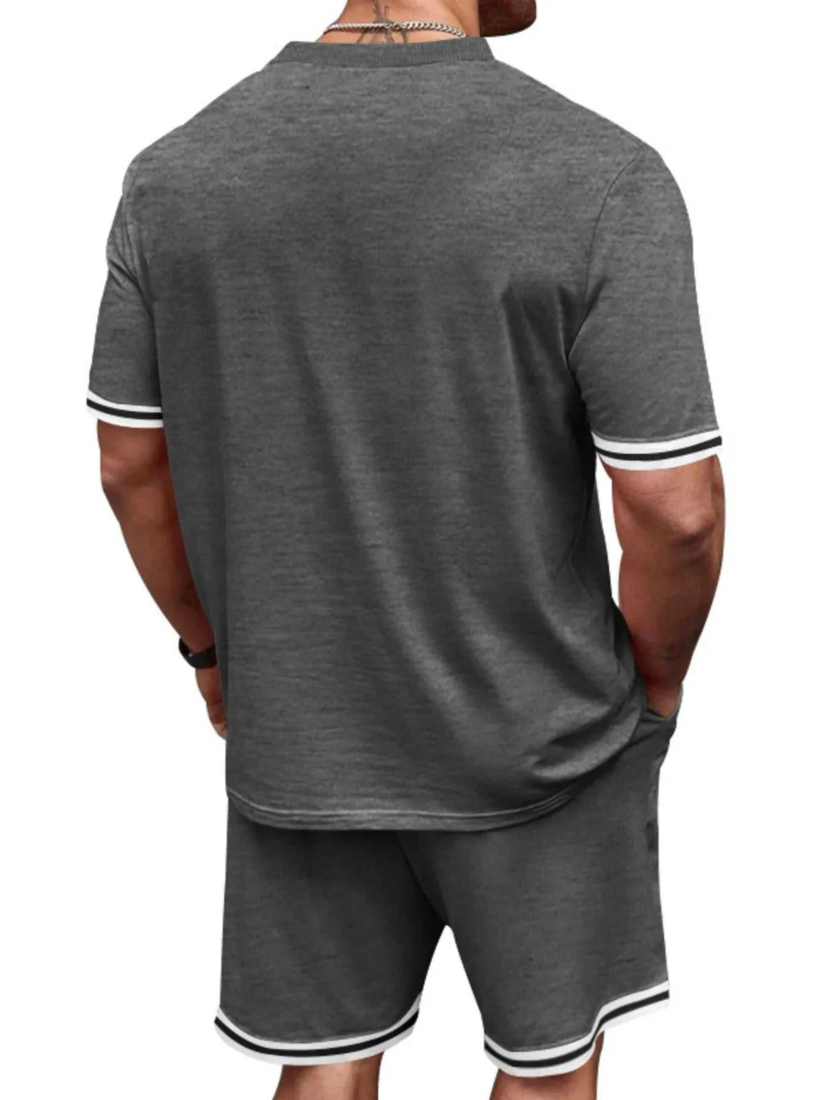 Men's Full Size Striped Short Sleeve Tee and Shorts Set Plus Size 100400468478831 33 Affordable Fashion Under $100 Jerry's Apparel 