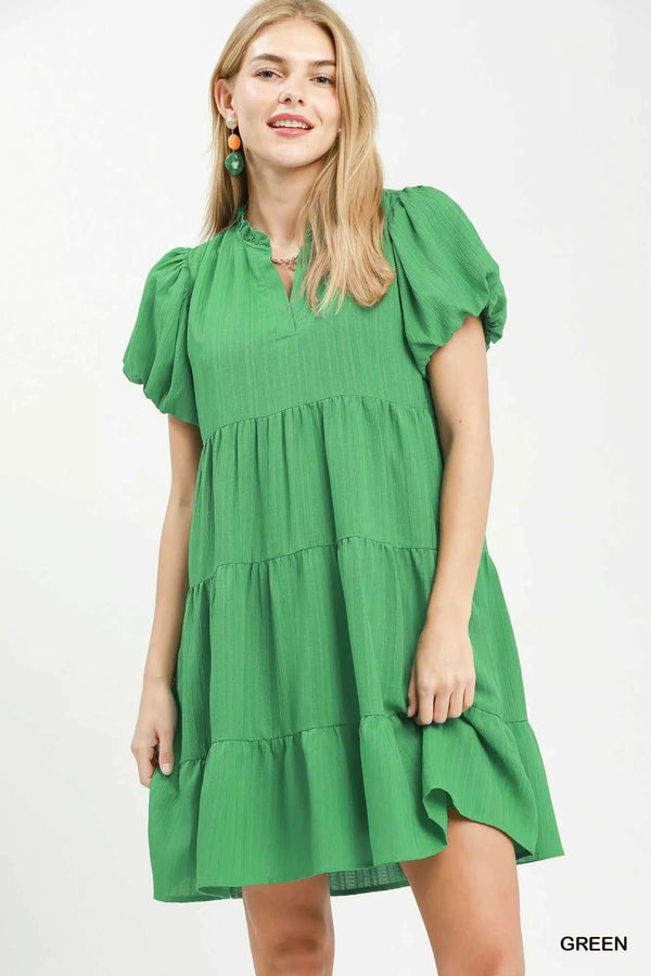Umgee Puff Sleeve Tiered Babydoll Dress 100100343261912 55 Affordable Fashion Under $100 Jerry's Apparel 