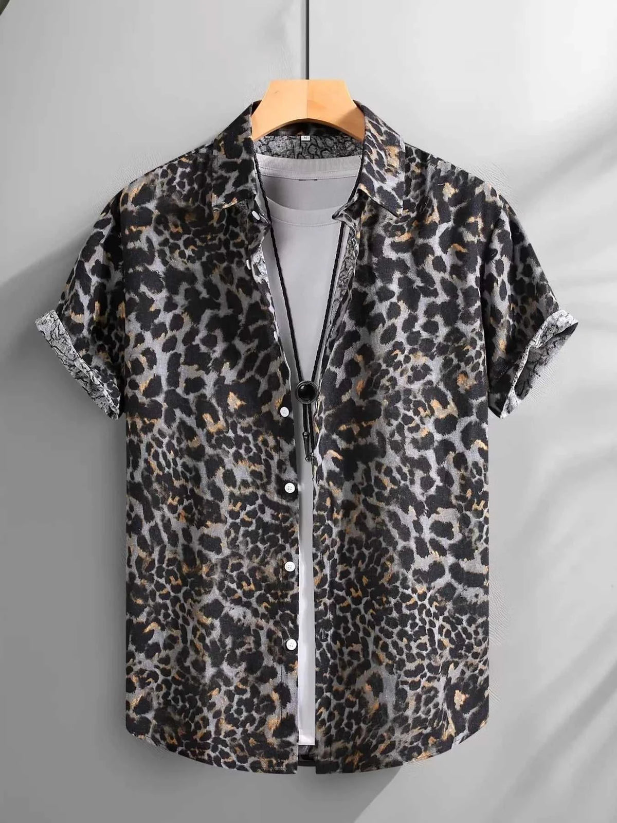 Men's Short Sleeve Leopard Print Casual Button-Down Shirt 104001869326817 27 Affordable Fashion Under $100 Jerry's Apparel 
