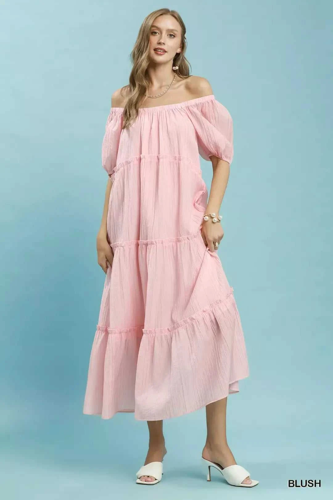 Umgee Textured Tiered Midi Dress 100100517281128 60 Affordable Fashion Under $100 Jerry's Apparel 