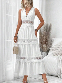 Full Size Lace Tied Swiss Dot Sleeveless Maxi Dress Plus Size 100100664763074 47 Affordable Fashion Under $100 Jerry's Apparel 