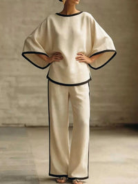 Full Size Contrast Trim Top and Wide-Leg Pants Set Plus Size 100100595624381 47 Affordable Fashion Under $100 Jerry's Apparel 