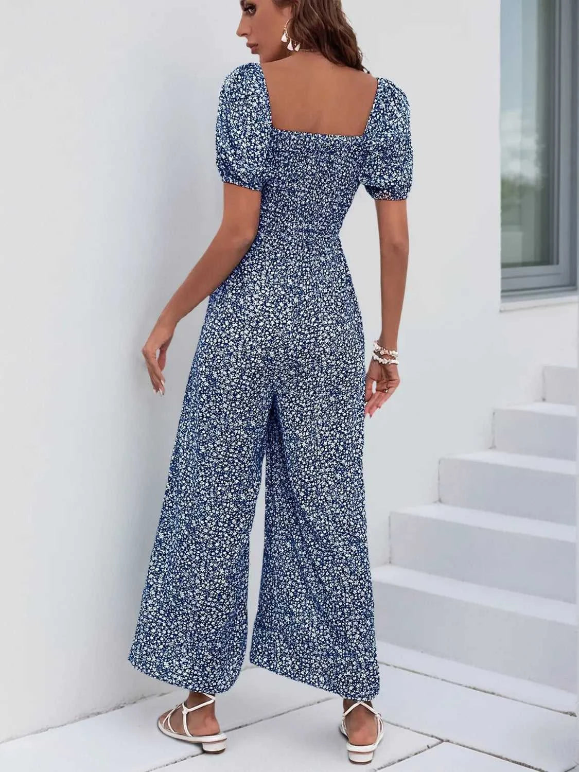 Printed Square Neck Puff Sleeve Jumpsuit 100100619721006 31 Affordable Fashion Under $100 Jerry's Apparel 