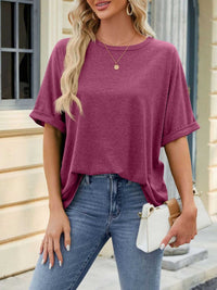 Casual Loose Fit Rolled Sleeve T-Shirt 100100846471189 23 Affordable Fashion Under $100 Jerry's Apparel 