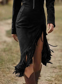 Full Size Fringe Hem Zip Front Bodycon Dress Plus Size 100100995904931 49 Affordable Fashion Under $100 Jerry's Apparel 