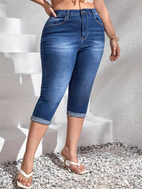 Plus Size Rolled Hem High Waist Denim Capri Jeans 100100261831882 41 Affordable Fashion Under $100 Jerry's Apparel 