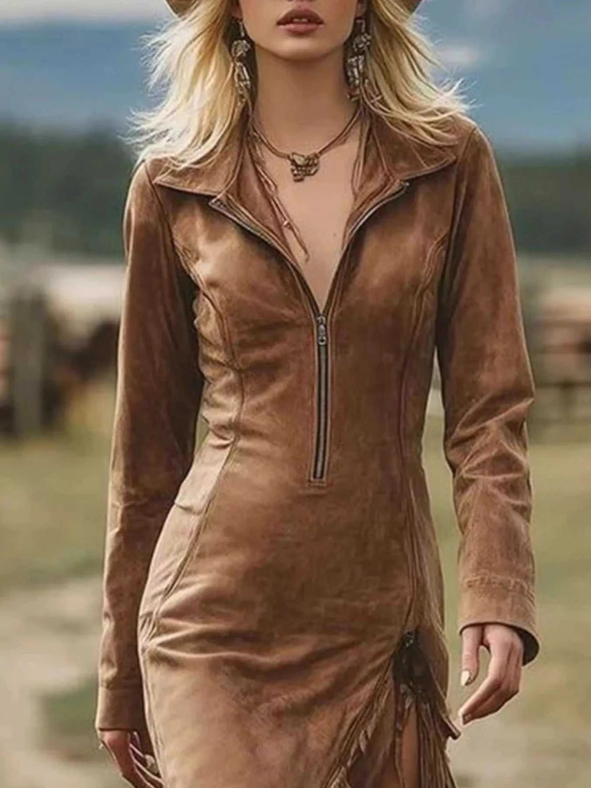 Full Size Fringe Hem Zip Front Bodycon Dress Plus Size 100100995904931 49 Affordable Fashion Under $100 Jerry's Apparel 