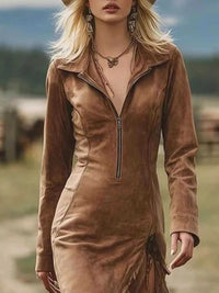 Full Size Fringe Hem Zip Front Bodycon Dress Plus Size 100100995904931 49 Affordable Fashion Under $100 Jerry's Apparel 