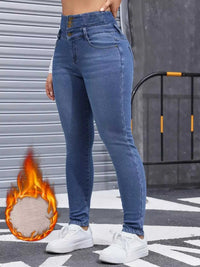 High-Waisted Slim Fit Fleece-Lined Jeans 100100139081969 57 Affordable Fashion Under $100 Jerry's Apparel 