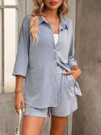 Textured Shirt and Shorts Set 100100159367823 54 Affordable Fashion Under $100 Jerry's Apparel 