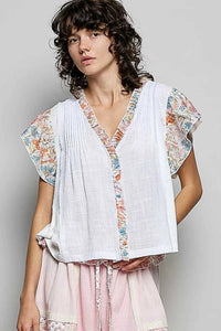 POL V-Neck Floral Ruffle Sleeve Blouse 100100409141709 62 Affordable Fashion Under $100 Jerry's Apparel 