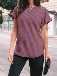 Casual Ribbed Knit Short Sleeve T-Shirt 100100691365915 25 Affordable Fashion Under $100 Jerry's Apparel 
