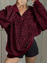 Leopard Print Quarter-Zip Sweatshirt 101001865802464 52 Affordable Fashion Under $100 Jerry's Apparel 