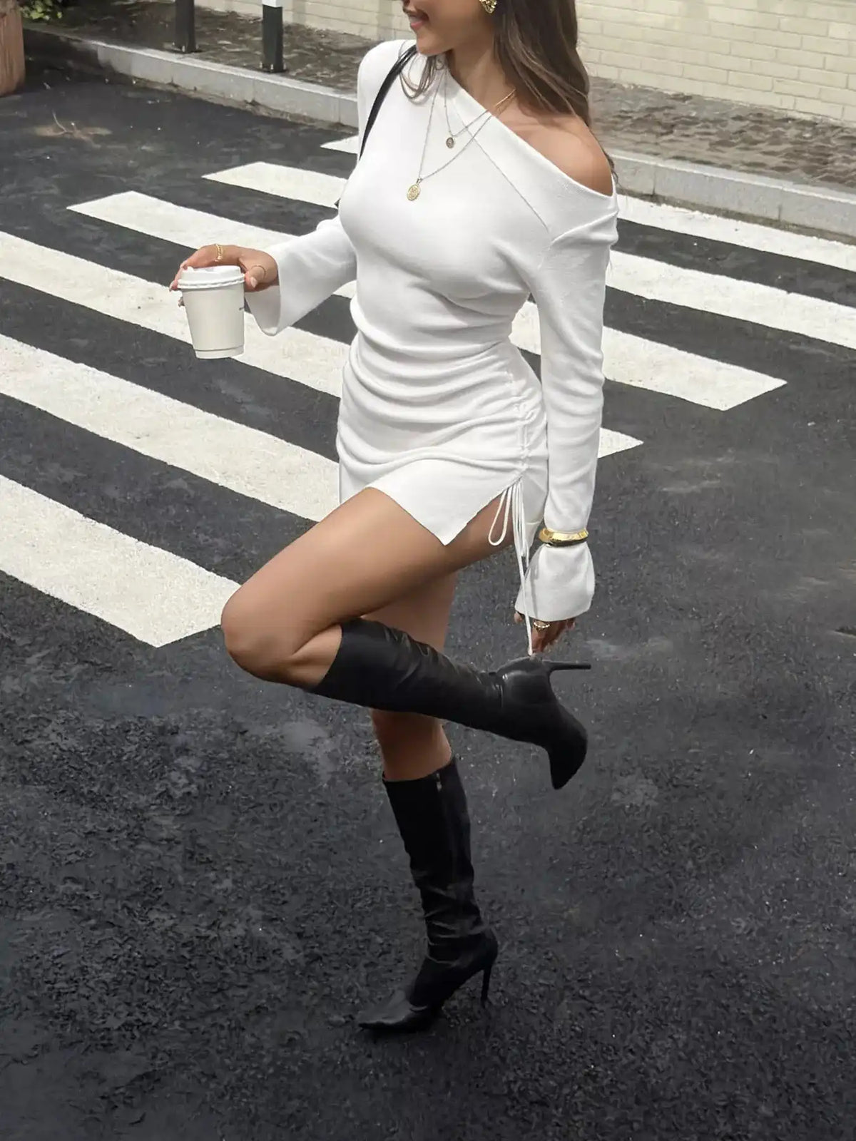 Side Drawstring Ruched Bodycon Knit Dress 101002218083633 71 Gifts for Her Jerry's Apparel 