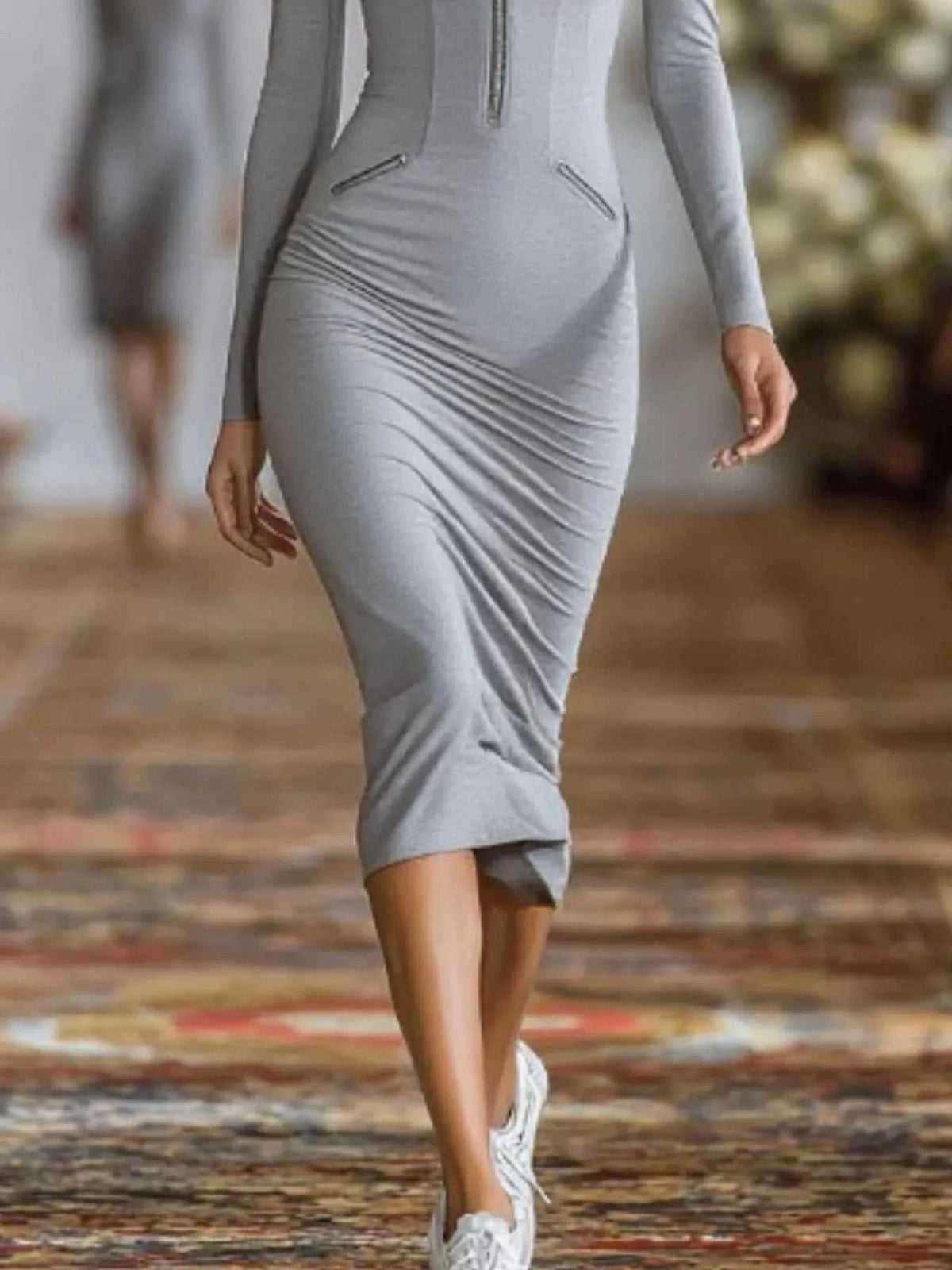 Full Size Zip-Front Bodycon Midi Dress Plus Size 101001488194911 56 Affordable Fashion Under $100 Jerry's Apparel 