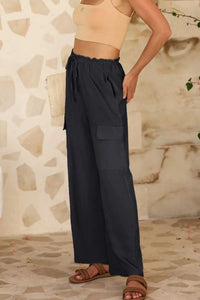 Drawstring Frilled Waist Wide Leg Utility Trousers 100100664290960 36 Affordable Fashion Under $100 Jerry's Apparel 